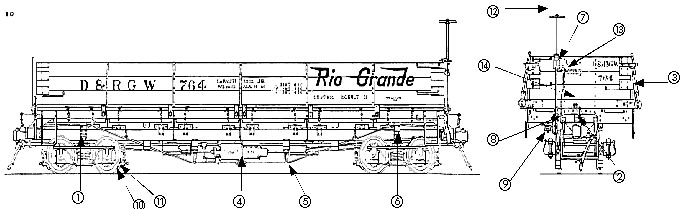 parts drawing of D&RGW box car