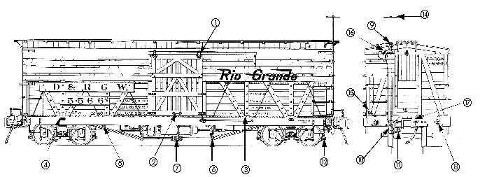 parts drawing of D&RGW box car